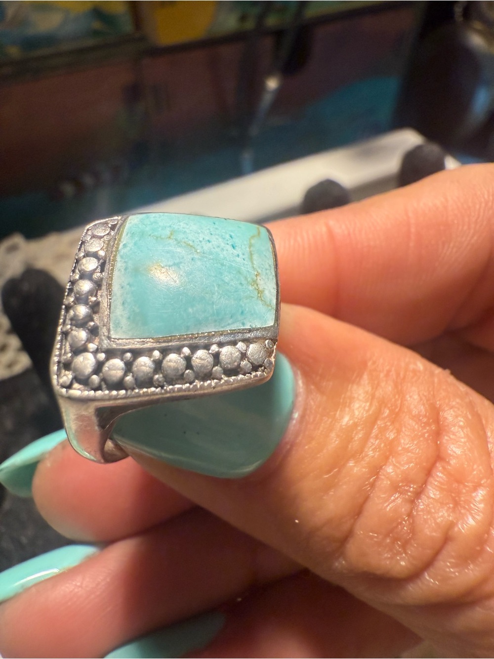 Sterling Silver Turquoise Statement Ring -